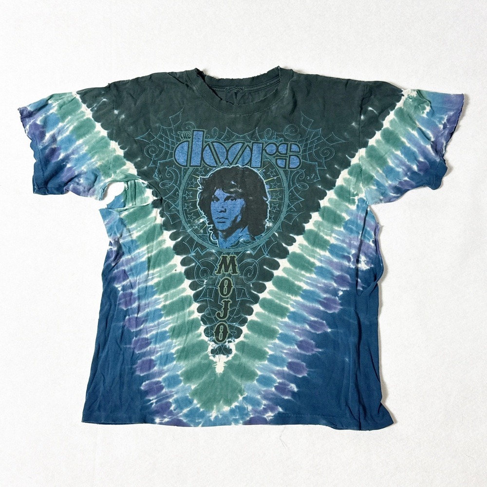 Vintage Liquid Blue The Doors Jim Morrison Tie Dye T-Shirt THRASHED No Tag